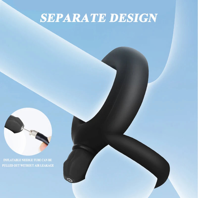 Inflatable Cock Ring Ejaculation Delay Penis Ring Liquid Silicone Erection Enhancing Flirting Training Male Masturbator Sex Toys
