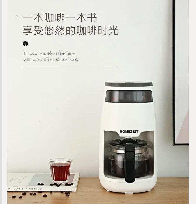 220V HOMEZEST German Coffee Maker Automatic Drip Coffee Machine Mini American Brewer for Home Tea WAQ