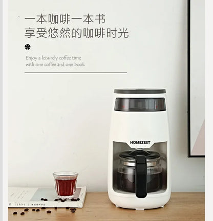 220V HOMEZEST German Coffee Maker Automatic Drip Coffee Machine Mini American Brewer for Home Tea WAQ