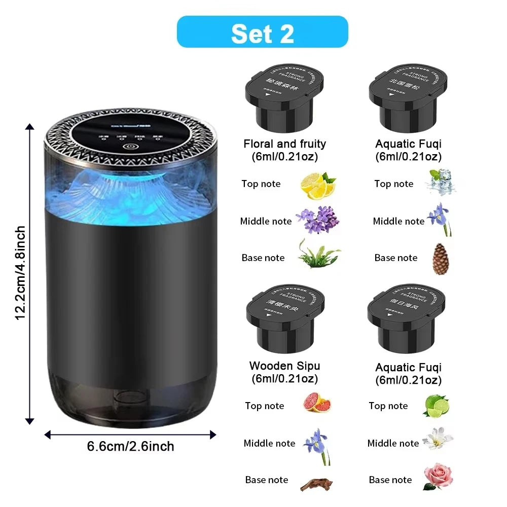 Smart Vehicle Aromatherapy Machine，Auto Start/Stop，Atomized Scent Diffusion，3-Gear Control，Detachable Replaceable Cartridge