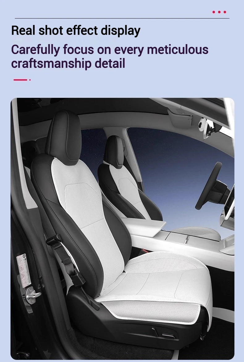 For Tesla Model Y Juniper 2025+ & 2026 Nappa Leather Seat Cushion Ventilation Comfortable Split Single Sitting Back row Set