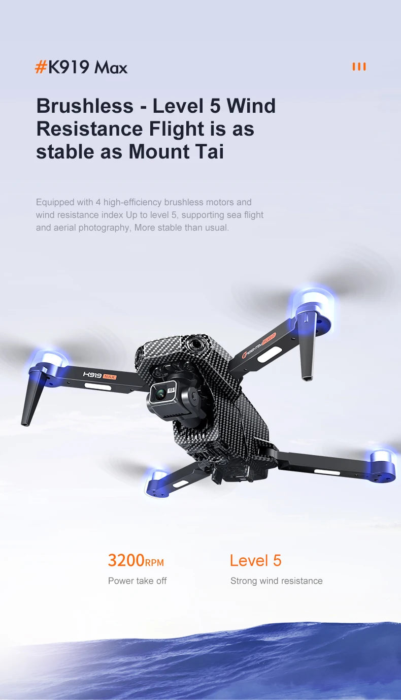 New K919 MAX Drone 8K GPS Professional HD 3-axis Gimbal Aerial Screen Remote Control Aircraft 5G HD Dual Camera Security drone