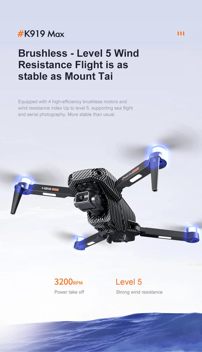 New K919 MAX Drone 8K GPS Professional HD 3-axis Gimbal Aerial Screen Remote Control Aircraft 5G HD Dual Camera Security drone