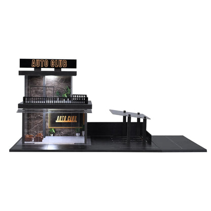 Diorama 1/64 Double-storey Auto Club Model: City Street Parking Lot Building Model Die-cast Car Garage Display Case