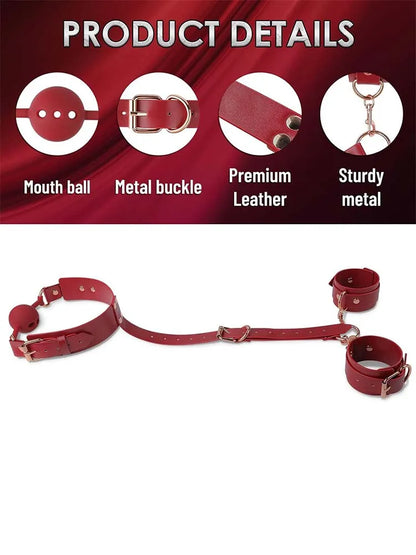 Adjustable BDSM Handcuffs Ankle Bondage Kit Adult Fetish Restraint Set with Harness Bar for Couples Sexual Games