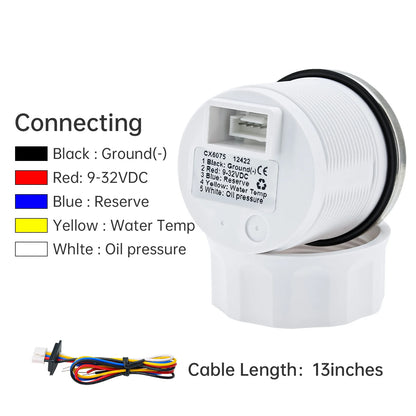 3 in 1 Car Gauge﻿ Water Temperature + Oil Pressure + Voltmeter 52mm Digital Red Backlight  Waterproof car gauge or with Sensor