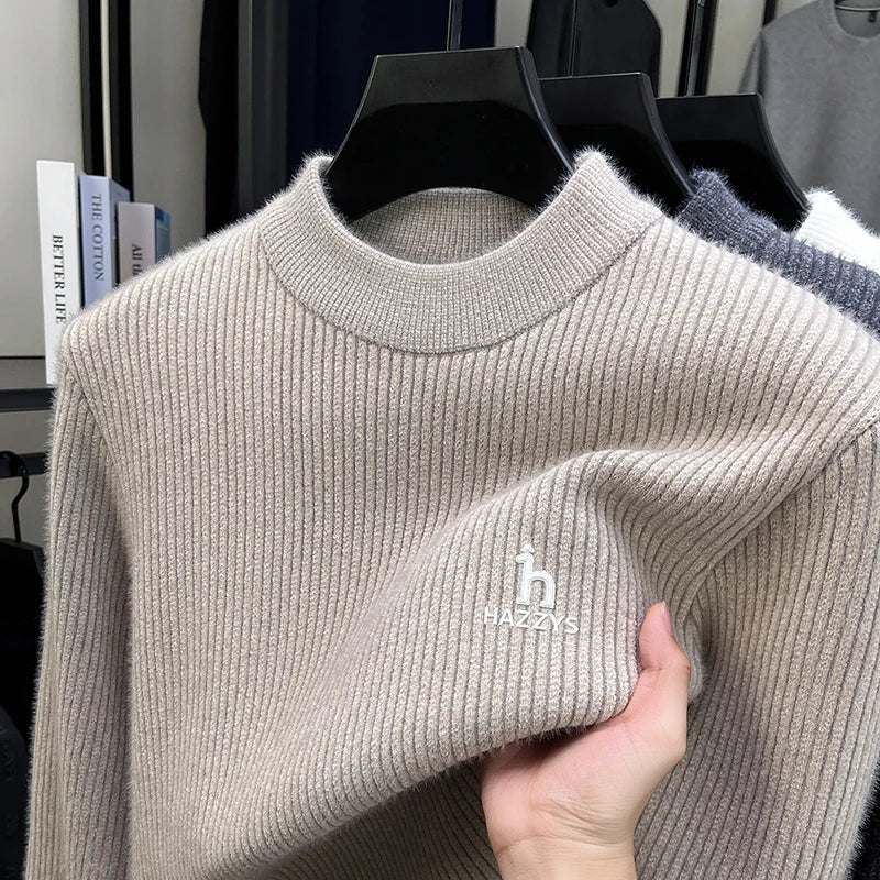 2025 Light Luxury Autumn and Winter Fashion Embroidered Round Neck Knitted Sweater Pattern Sweater Casual Warm Men