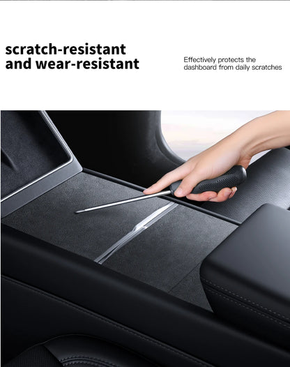 YZ Center Console Panel Sticker For Tesla Model 3/Y/YL Highland Juniper Electrostatic Adsorption Sticker Suede Film