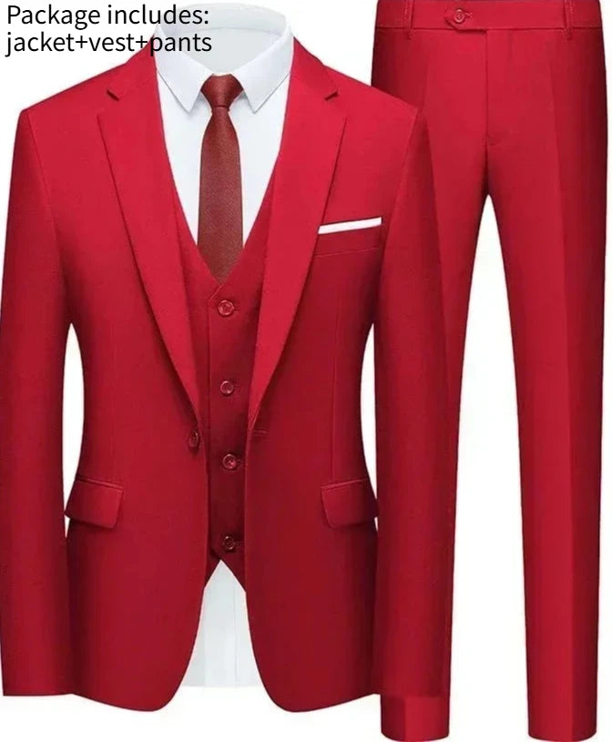 Elegant Men Suit For Wedding 3 Pieces 2 Sets Jackets Vest Pants Blazers Full Fashion Slim Fit Coats 2025 Formal Classic Costume