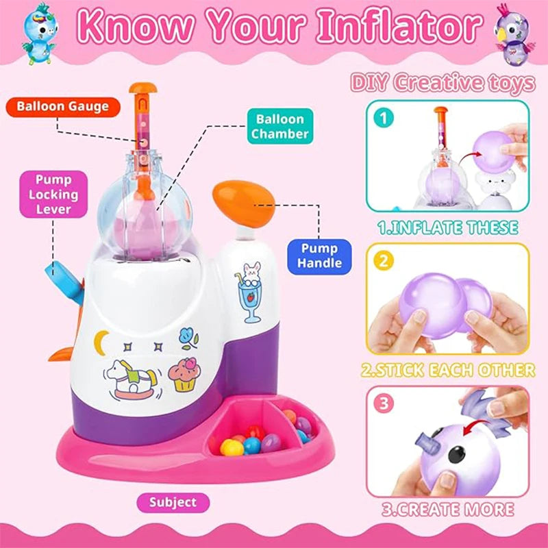 DIY Inflatable Toy Set Handmade Balloon Inflator Machine Assembly Educational Toys for Kids Fun Anti-Stress Craft Birthday Gifts