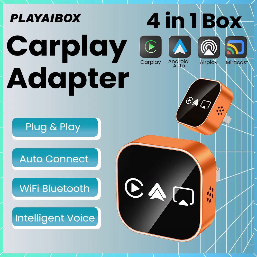 2026 Upgrade 4-in-1 Wireless Carplay Mirror Link Adapter Wired to Wireless Android Auto Plug & Play 5GHz WIFI For Wired Carplay