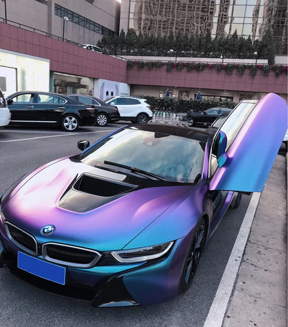 Sparkle Metallic Chameleon Vinyl Wrap Film Roll Purple to Blue Adhesive Decal Vehicle Car Wrapping