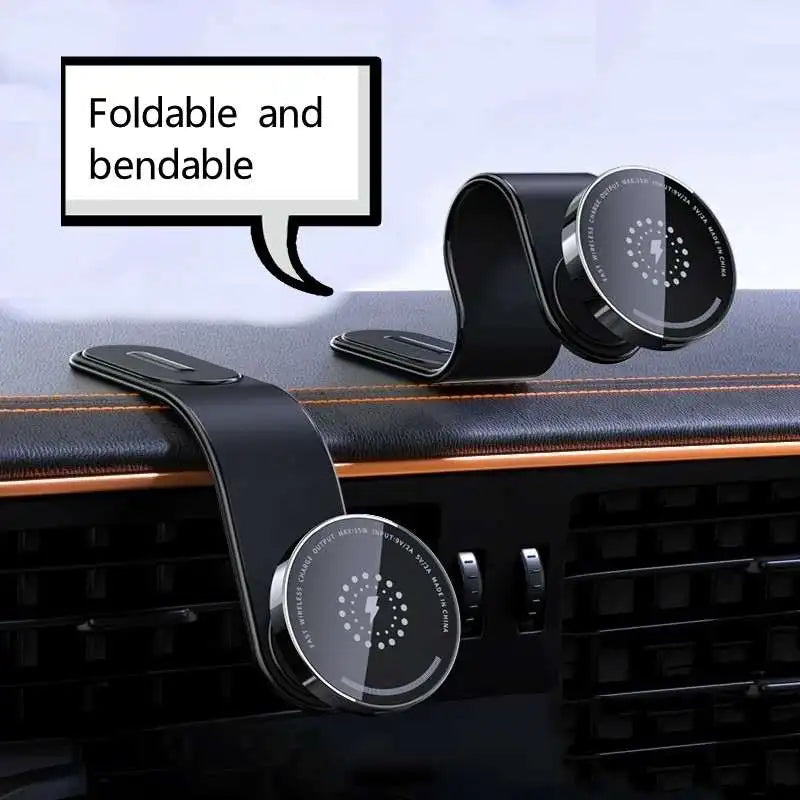 For MagSafe Wireless Car Charger Magnetic Car Phone Holder Bendable Car Phone Mount Phone Stand for iPhone 16 15 14 13
