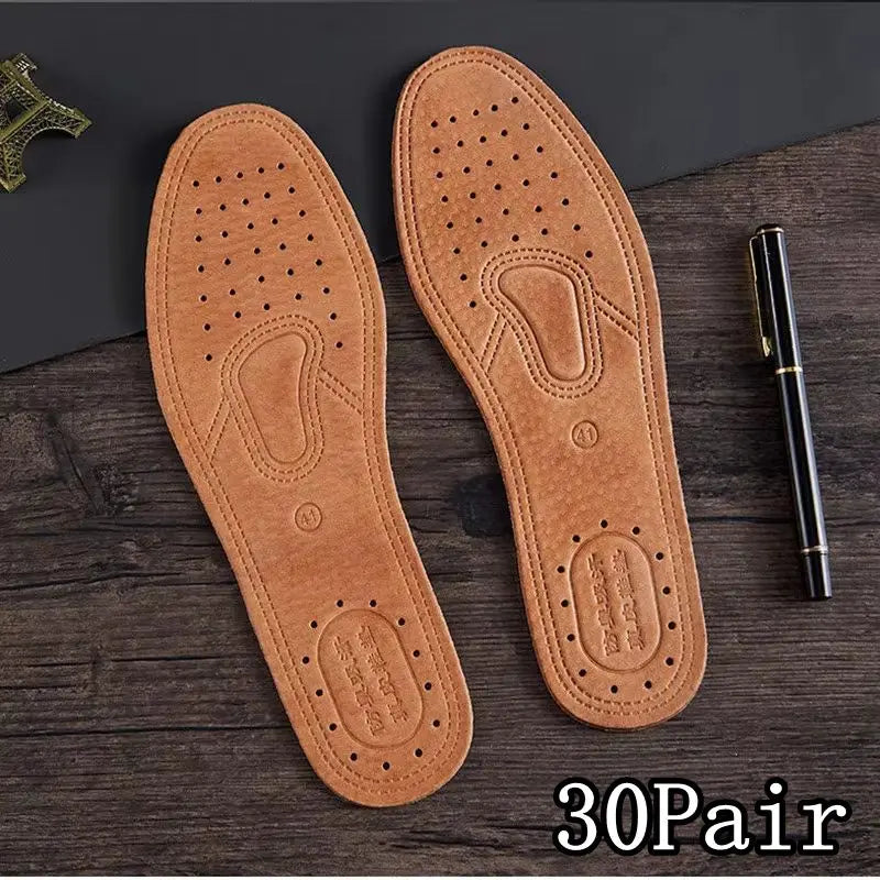 Real Cowhide Insole Leather Shoes Boots Shoe Inserts Soft Breathable Deodorant Anti-slip Template Shock Absorbing Insoles Sole