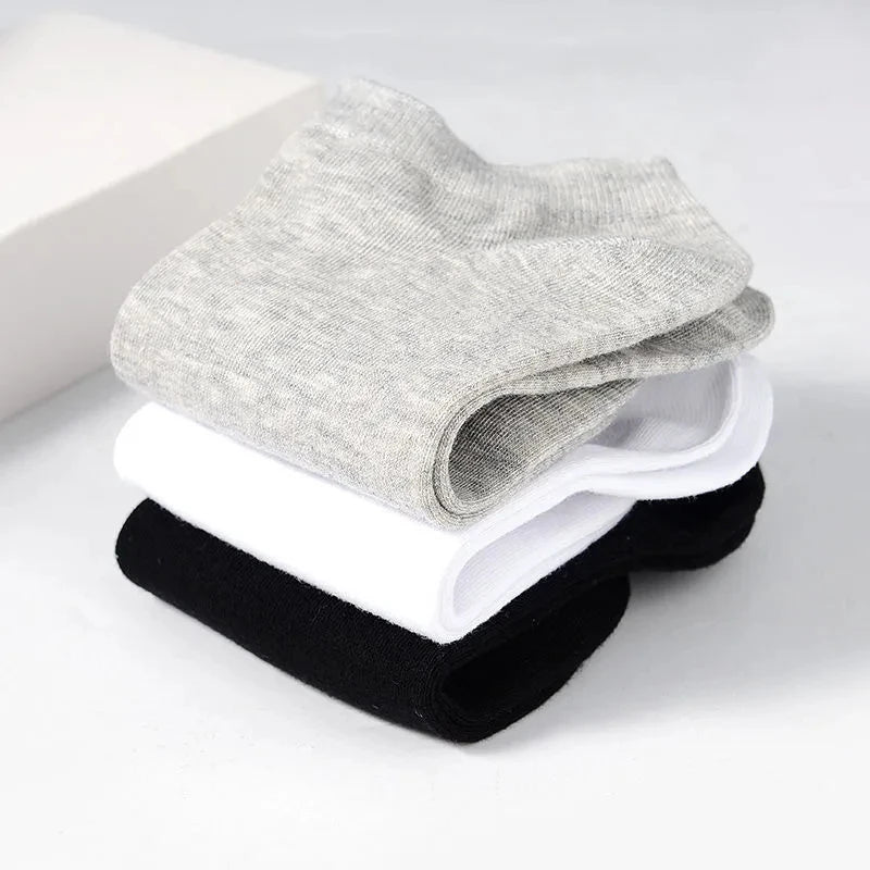 10pairs / Low Black And White Gray Cotton Socks Men's Socks Breathable Sports Socks Men's Short Socks Women's Socks EU37-44