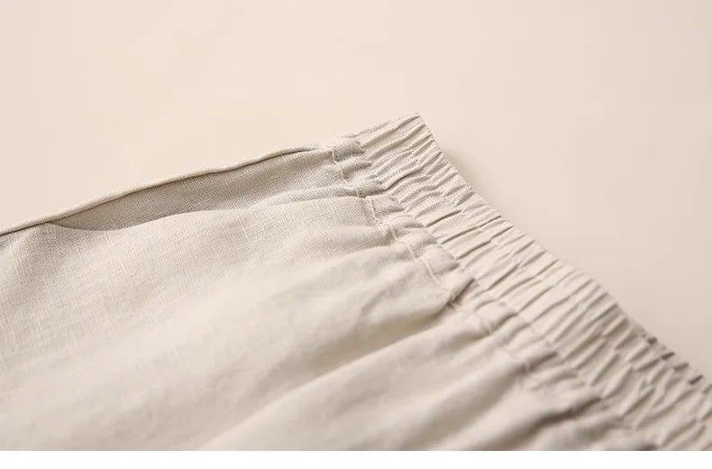 Fashionable Retro Linen Top And Pants Set for Women High End Cotton Linen Ensemble Summer 2026 Elegant Two Piece Suit