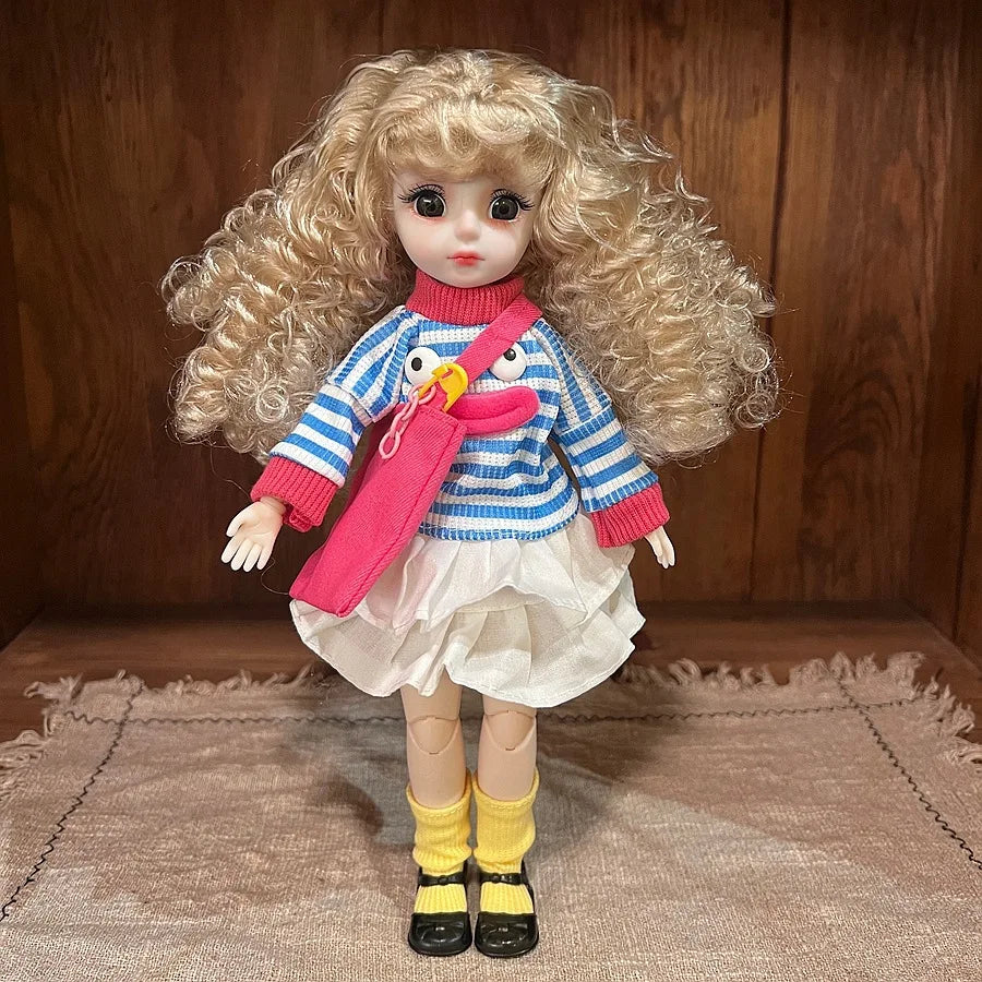 30cm 1/6 Fashion Girls Dress Up Doll Movable 20 Joints Cute Sweet Face Festival Gift with Clothes Shoes BJD Princess Doll Toy