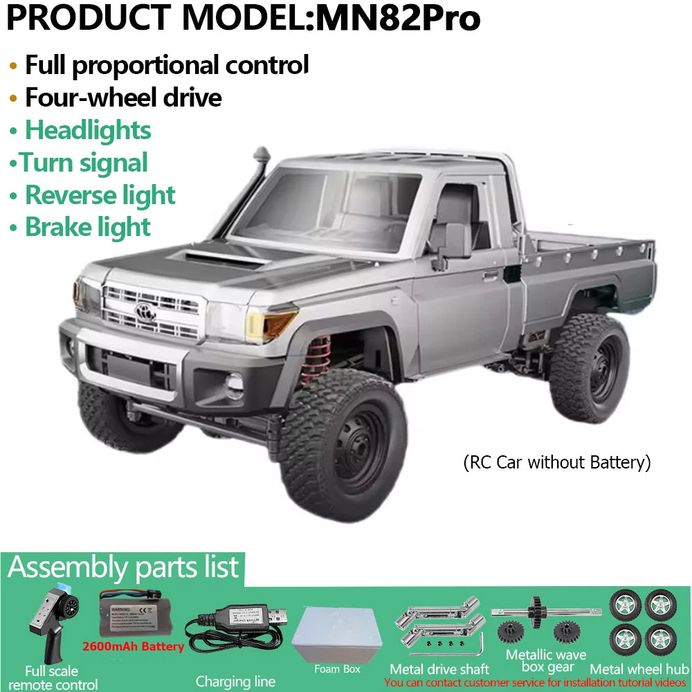 MN82PRO MN82 1/12 RC Car 4WD 2.4G Remote Control Car Simulation Classic All-terrain Off-road LED Light RC Truck Toys As Kid Gift