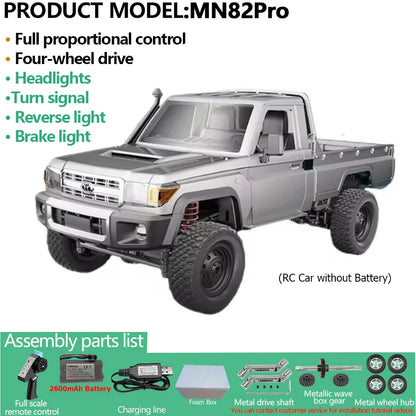 MN82PRO MN82 1/12 RC Car 4WD 2.4G Remote Control Car Simulation Classic All-terrain Off-road LED Light RC Truck Toys As Kid Gift