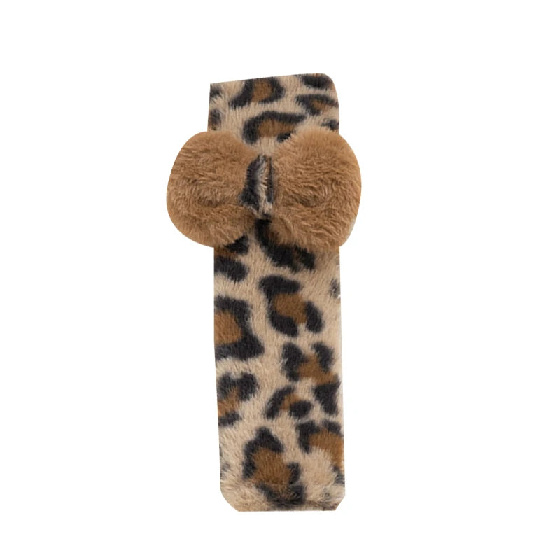 Fashion Leopard Print Car Seat Cover Soft Plush Leopard Steering Wheel Cover Winter Women Auto Interior Accessories Seat Pad