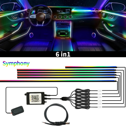 Symphony Ambient Lights Car RGB App Control LED Interior Hidden Acrylic Strip Light Full Color Streamer Auto Atmosphere Lamp Kit