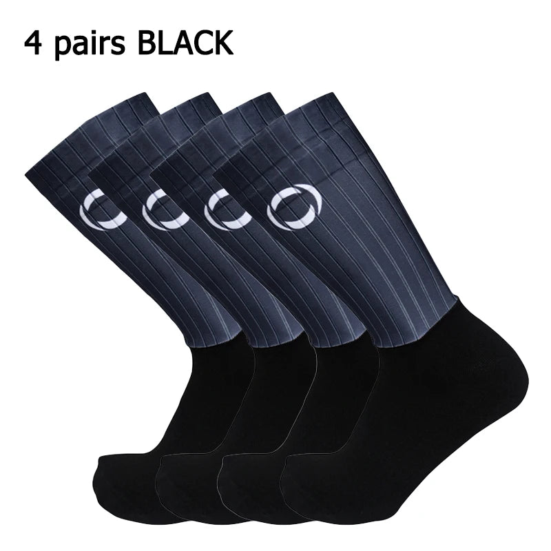 4 pairs of sports multi style anti slip breathable silicone men's and women's outdoor cycling running socks