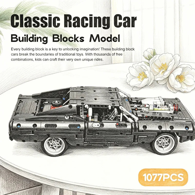 1077PCS Technology Racing Car Building Blocks Set DIY Creative Puzz Assemble Bricks Toys for Kids Boys Adults Gift for Christmas