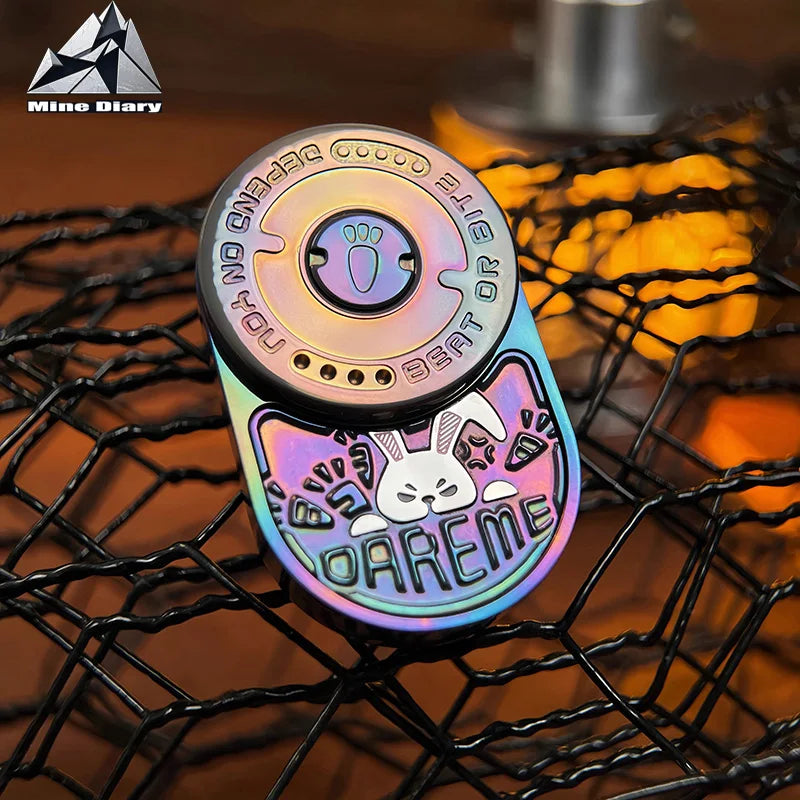 Grumpy Rabbit MIX Push Card Rhythm Stainless Steel Mechanical Ratchet EDC Decompression Toy Tide Play Fingertip Gyro Gifts