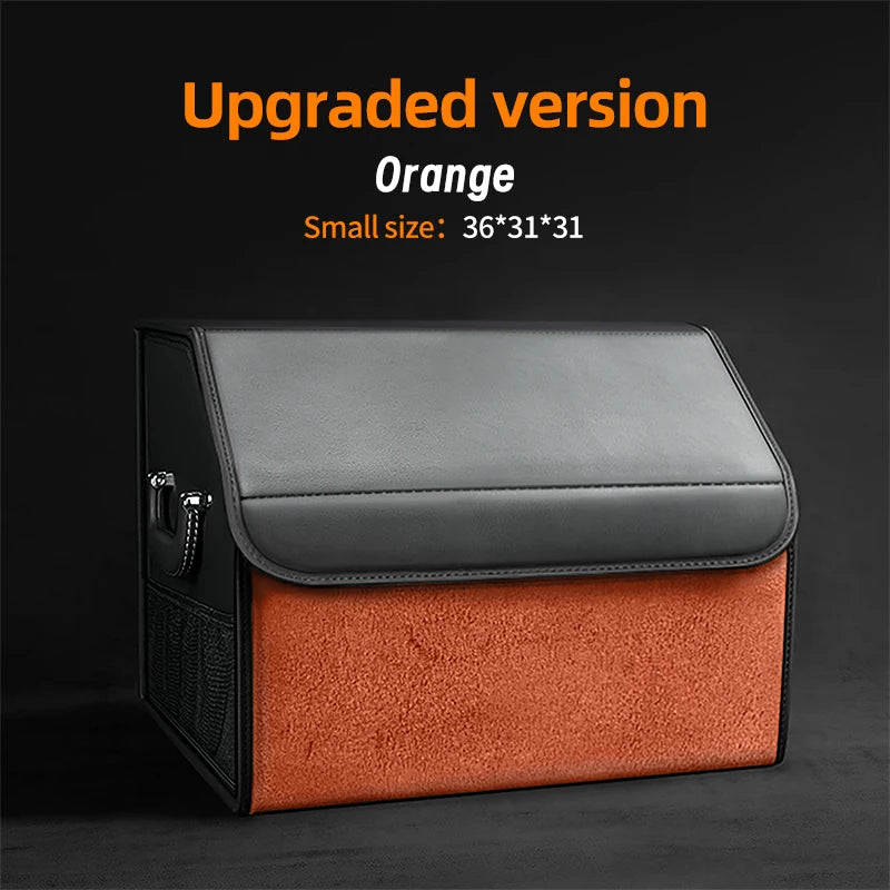 Car Suede Trunk Organizer Large Capacity Leather Foldable Storage Box Portable Multifunctional Tool Organizer Car Accessories