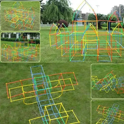 100-600pcs Straw Building Blocks Construction Blocks Straws and Connectors Colorful Motor Skills Engineering Educational Toys