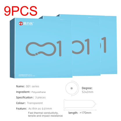 9PCS 0.01mm/0.03mm Condoms Ultra Thin Condoms Polyurethane Natural Rubber Penis Sleeve Safe Adults Sex Toys Men Contraception