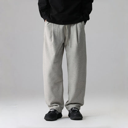 Mens Japanese Streetwear Joggers Straight Leg Solid Color Oversized Sweatpants Casual Loose Fit Sporty Pants Fashion Trousers