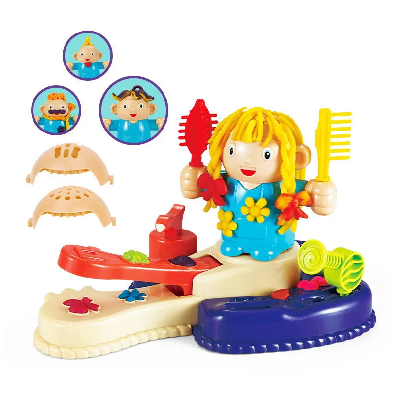 Color Dough Haircut Playset Reusable Handmade DIY Cute Interactive Early Learning Pretend Toys for Girls Childrens Day Boys Gift