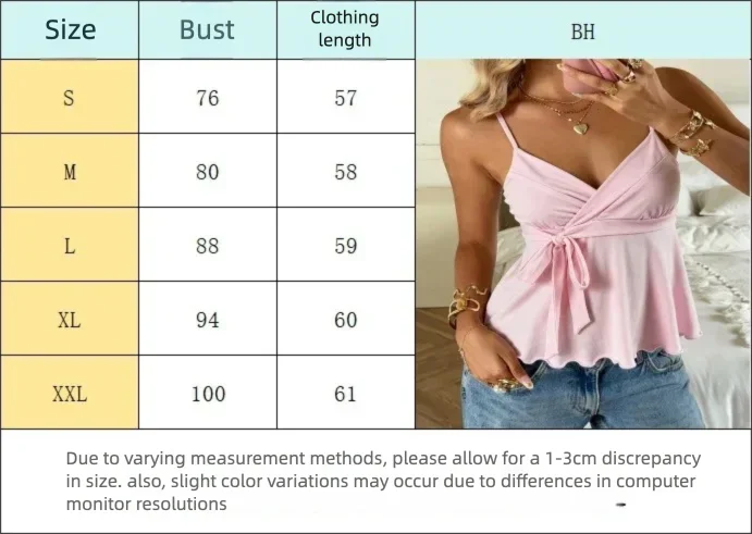 2026 Women's Solid Black Wrap-Front Cami Sleeveless Tank Top with Tie Waist Flounce Hem Slimming Design for Daily Wear
