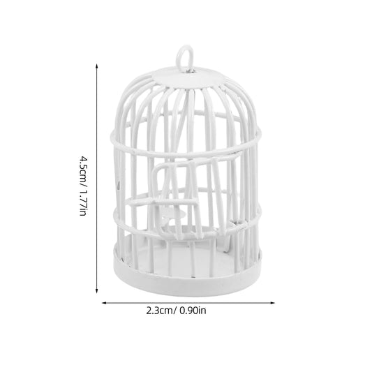 2Pcs Miniature Metal Birdcage Ornament Vintage Hollow Hanging Door for Dollhouse Fairy Garden DIY Projects Home Decoration Small