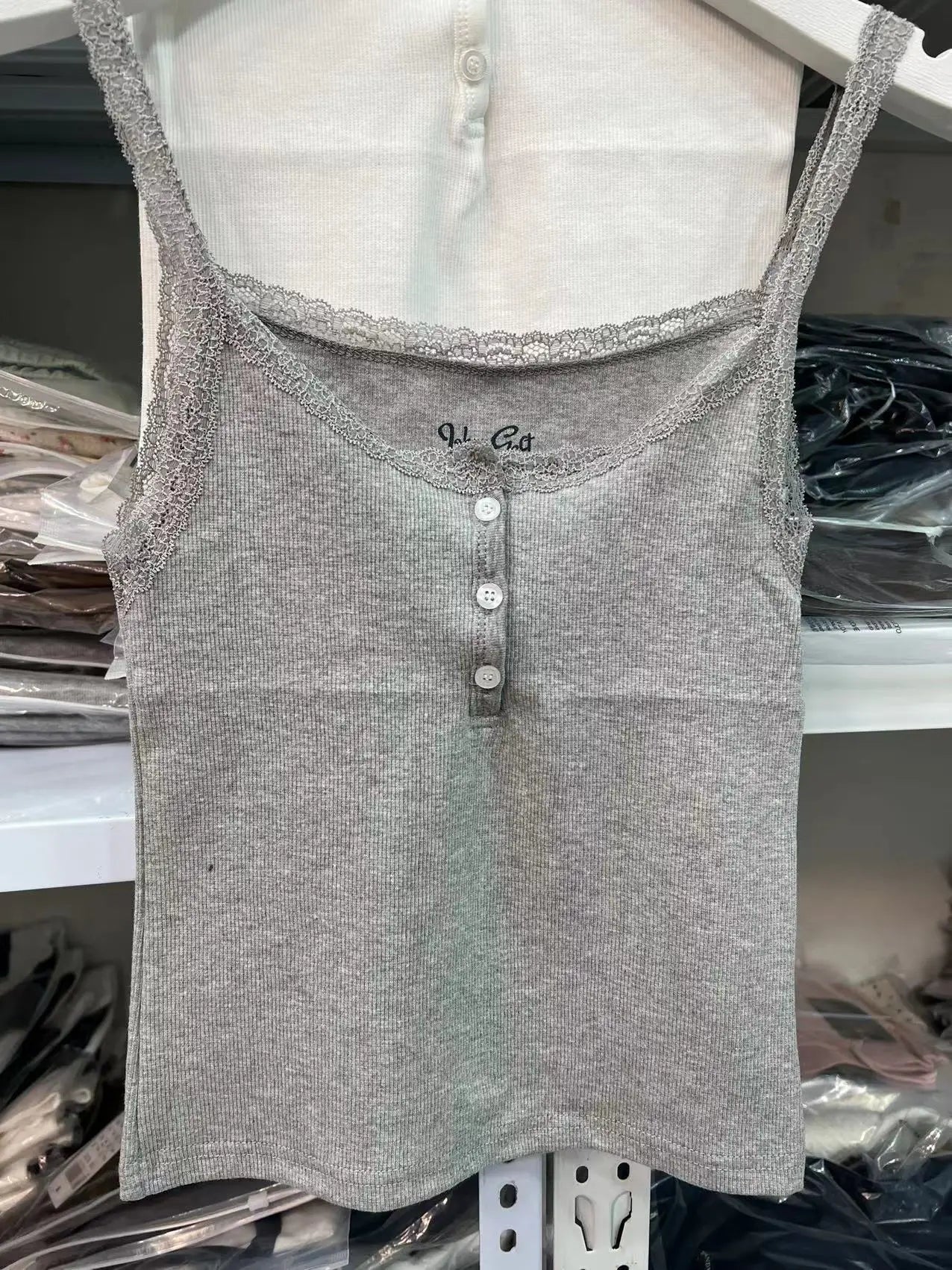 Lace Trim Buttons Solid Tank Top Women U Collar Sleeveless Cotton Slim Camis Sweet Chic Casual Preppy Style Vest Crop Tops Y2k