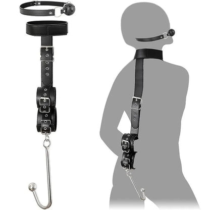 BDSM Guide of Adult Sex Products Backhand Mouth Plug Upper and Lower Handcuffs with Hooks Metal Anal Plug Leather Binding Toys