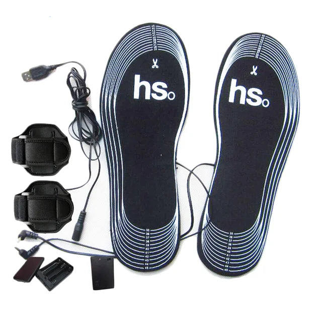 Winter Heated Insoles Electric Battery Heating Warm Shoes Inserts Free Cut Carbon Fiber Foot Pads Thermal Heater Insoels