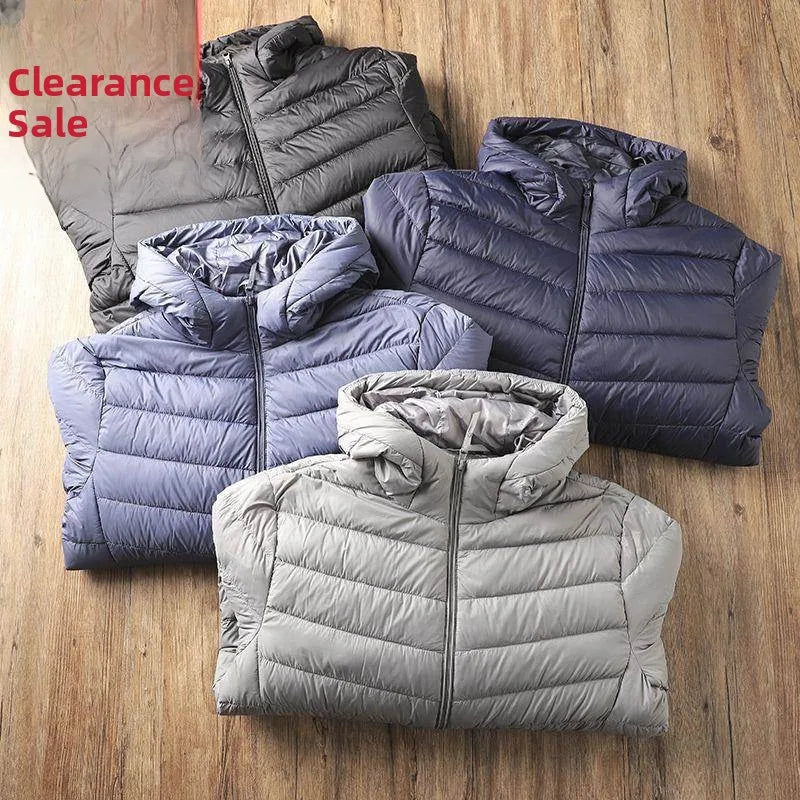 Lightweight Casual Hooded down Jacket Short Pure Color Men's Cotton Coat Warm Stylish Slim Fit Regular Length Spring Season