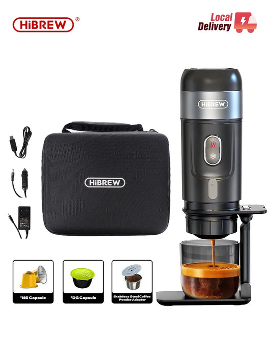 HiBREW Portable Coffee Machine for Car & Home,DC12V Expresso Coffee Maker Fit Nexpresso Dolce Pod Capsule Coffee Powder H4A