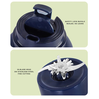 800/1300/1400ml Large Capacity Wireless Portable Juicing Cup Blender 38 Blade Juicing Crushed Ice Summer Juice Smoothie Making