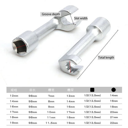 6Pcs/Set Socket Wrench L-shaped Open Hexagonal Slotted Fuel Line Remover Automotive Diesel Fuel Injection Pipe Repair Tool