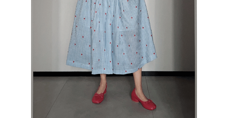 Blue Striped Linen Set Women's Long Sleeve Heart Print Blouse Half Skirt Two Piece Set Summer Fashion Ensemble for Young Women