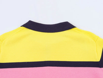 Fashionable Striped Knitted  Shirt Women's Spring Summer New Arrival Versatile Loose Fit Casual Polyester Fiber Short Sleeve