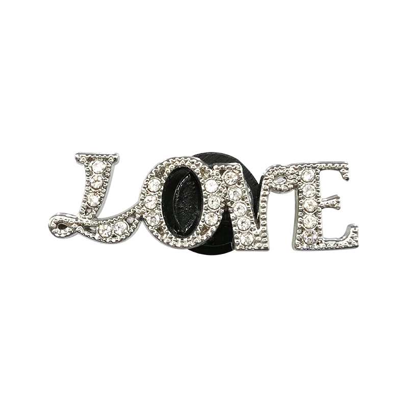 1/20pcs Silvery Metal Clog Charms Bling Luxury Style Crown Heart Fashion Women Men Shoe Charms Jean Set Metal Shoe Accessories