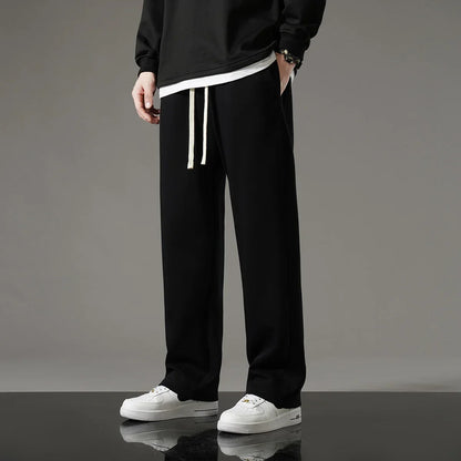 Autumn Men Sweatpants Korean Fashion Sportswear Drawstring Wide Leg Neutral Straight Track Pants Cotton Loose Casual Trousers
