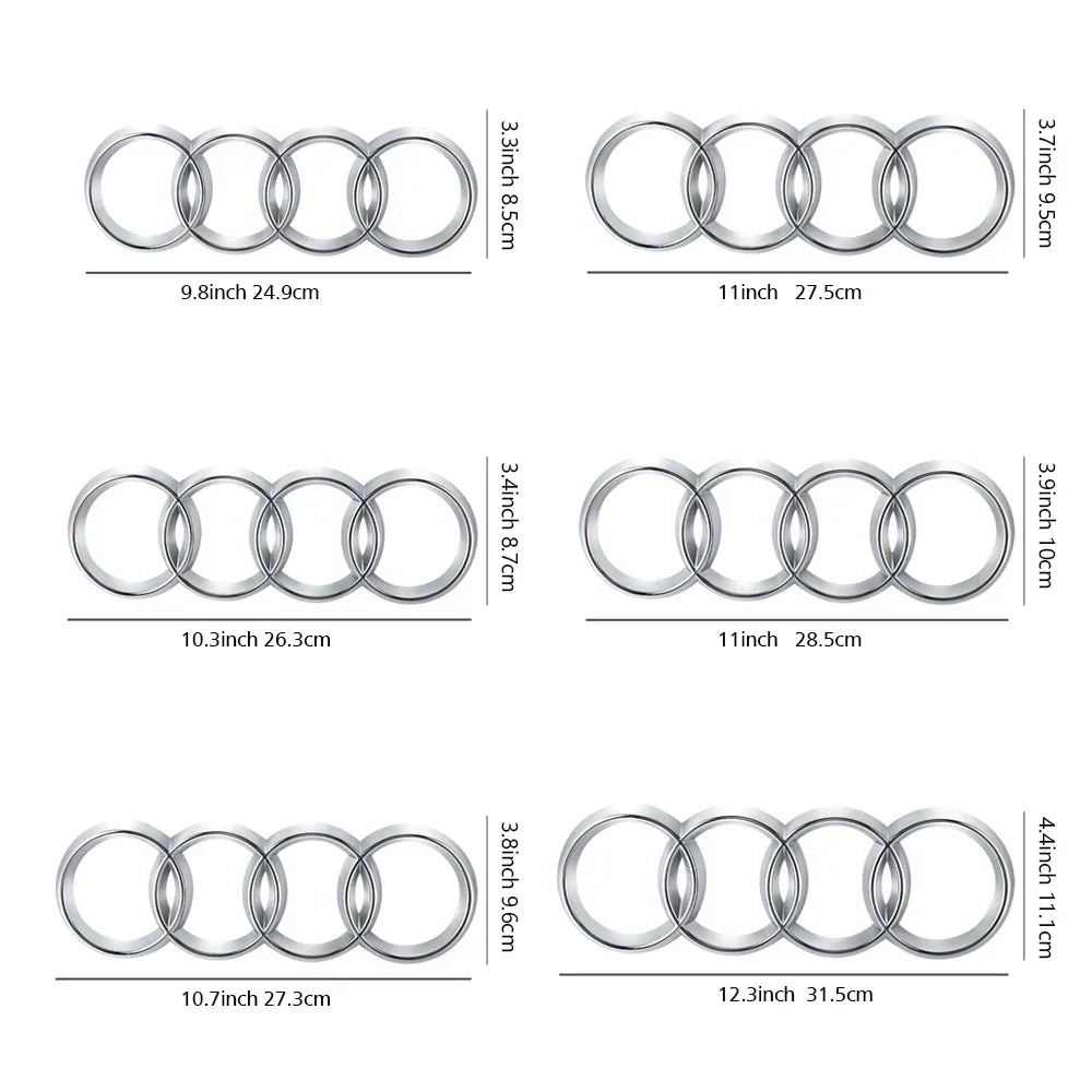 Black Silver ABS 4 Ring Car Hood Bonnet Front Grill Trunk Rear Emblem Logo Badge Sticker For Audi A3 A4 A5 A6 A7 TT Q2 Q3 Q5 Q8