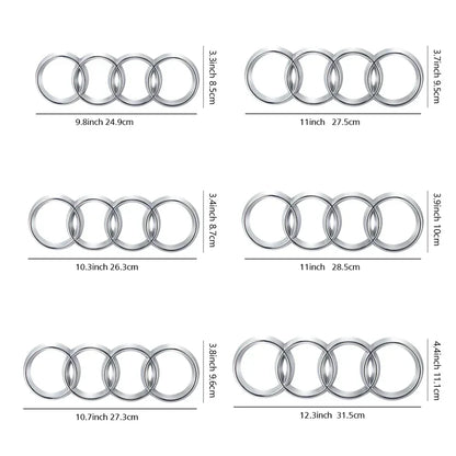 Black Silver ABS 4 Ring Car Hood Bonnet Front Grill Trunk Rear Emblem Logo Badge Sticker For Audi A3 A4 A5 A6 A7 TT Q2 Q3 Q5 Q8