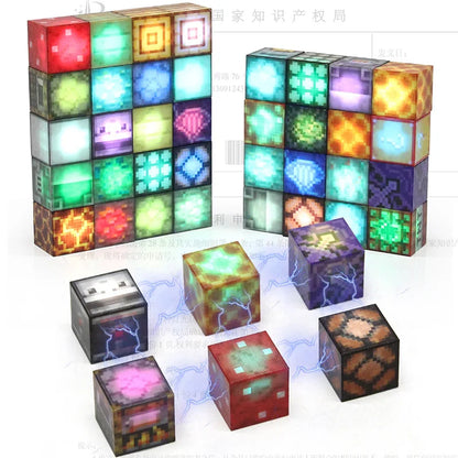 2CM Light-up Magnetic Square Building Blocks Replacement Parts DIY Educational Assembly Street Scene Lamp Bricks Kid Toy