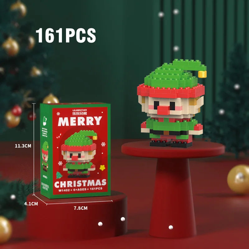 Christmas Building Block Santa Claus Snowman Elk Tree Micro Brick Puzzle Assembly Model Home Decoration Xmas Party Gift Kid Toy